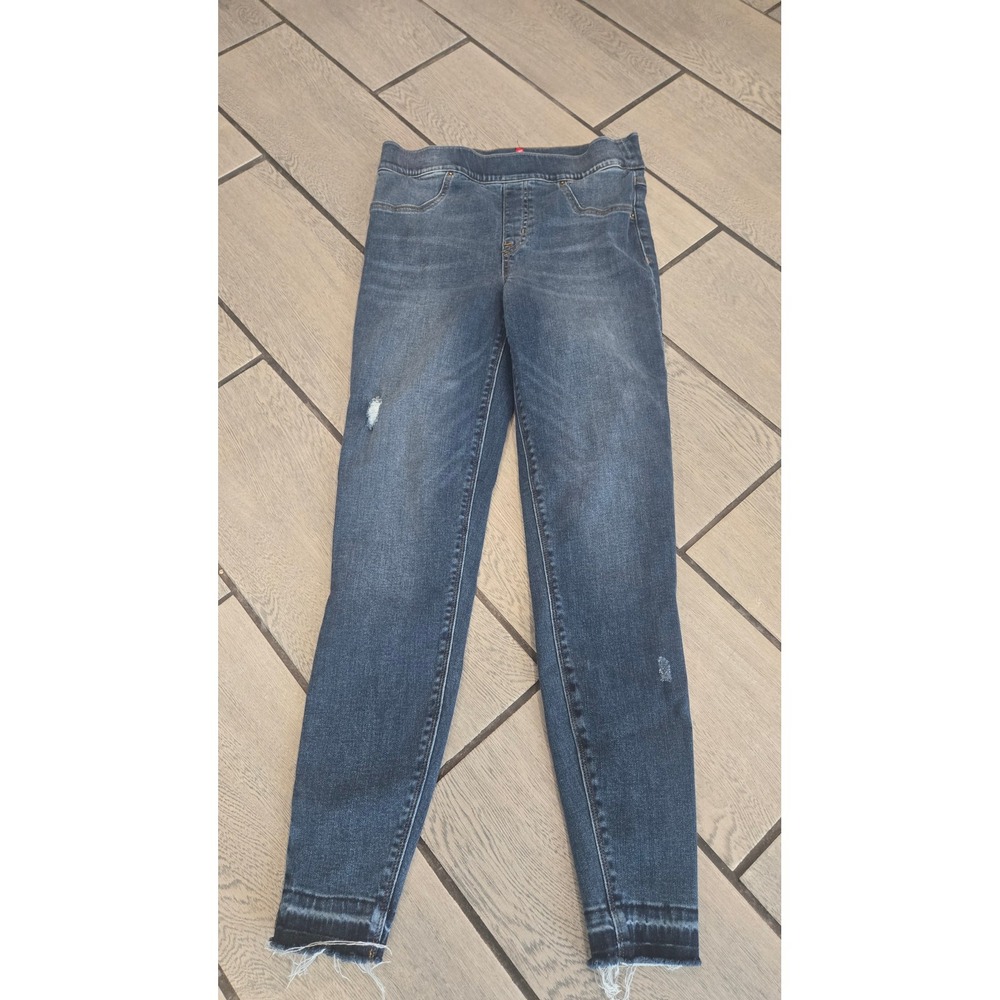 Spanx Denim Jeggings Medium Wash Distressed Pull-On Jeans Medium M/M Womens